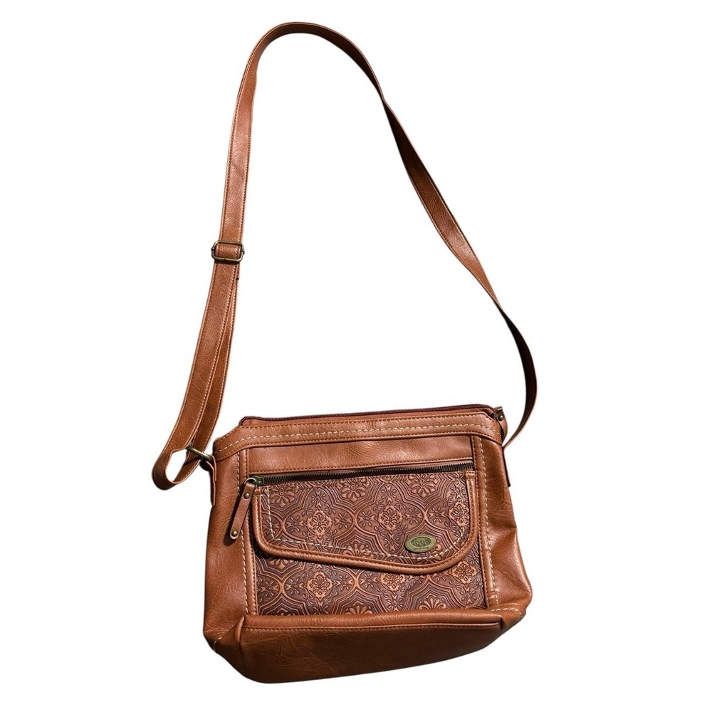 Brown Embossed Crossbody Bag - Women